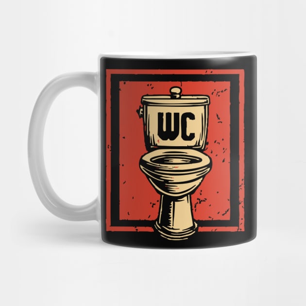 Funny Japanese Retro Toilet WC Bathroom Humor Art by TuncGK